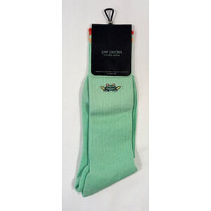 PER PEDES Frog Hop Mint Cotton Dress Socks One Size NEW